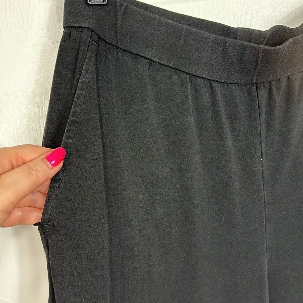 Eileen Fisher High Rise Jogger Pants With Pockets In Black Size S